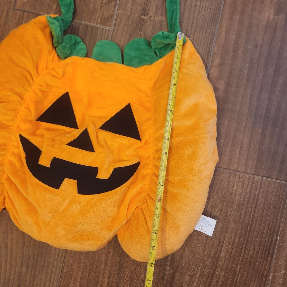 Pet Dog Halloween Costume Orange Pumpkin Adjustable Straps SZ L